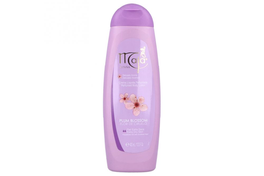 MAJA CREMA LIQUIDA PERFUMADA P/PIEL EXTRASECA PLUM BLOSSON ENV. C/400 ML.