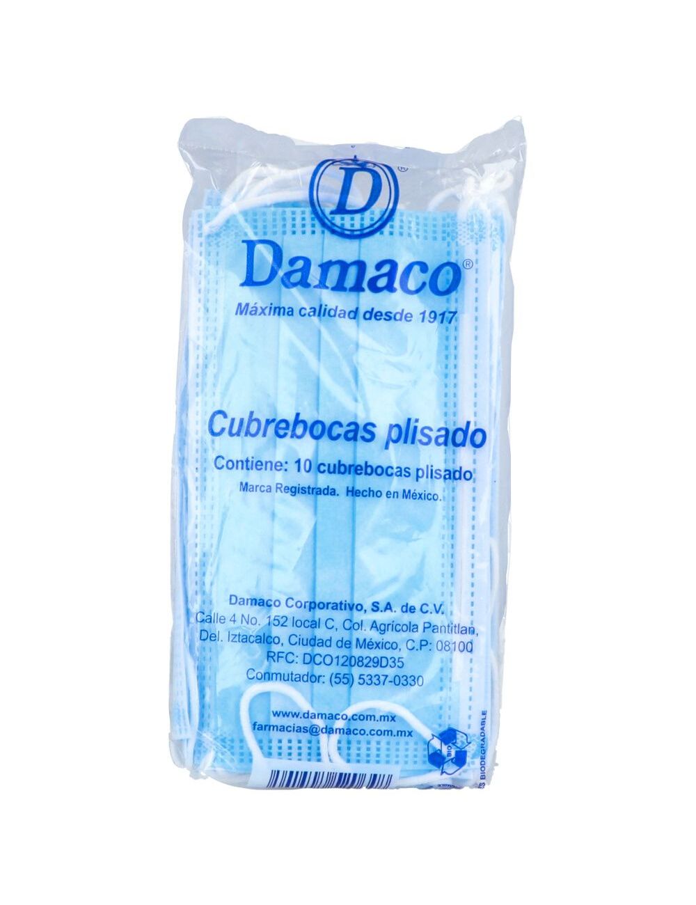 CUBREBOCAS DAMACO PLISADO C/10