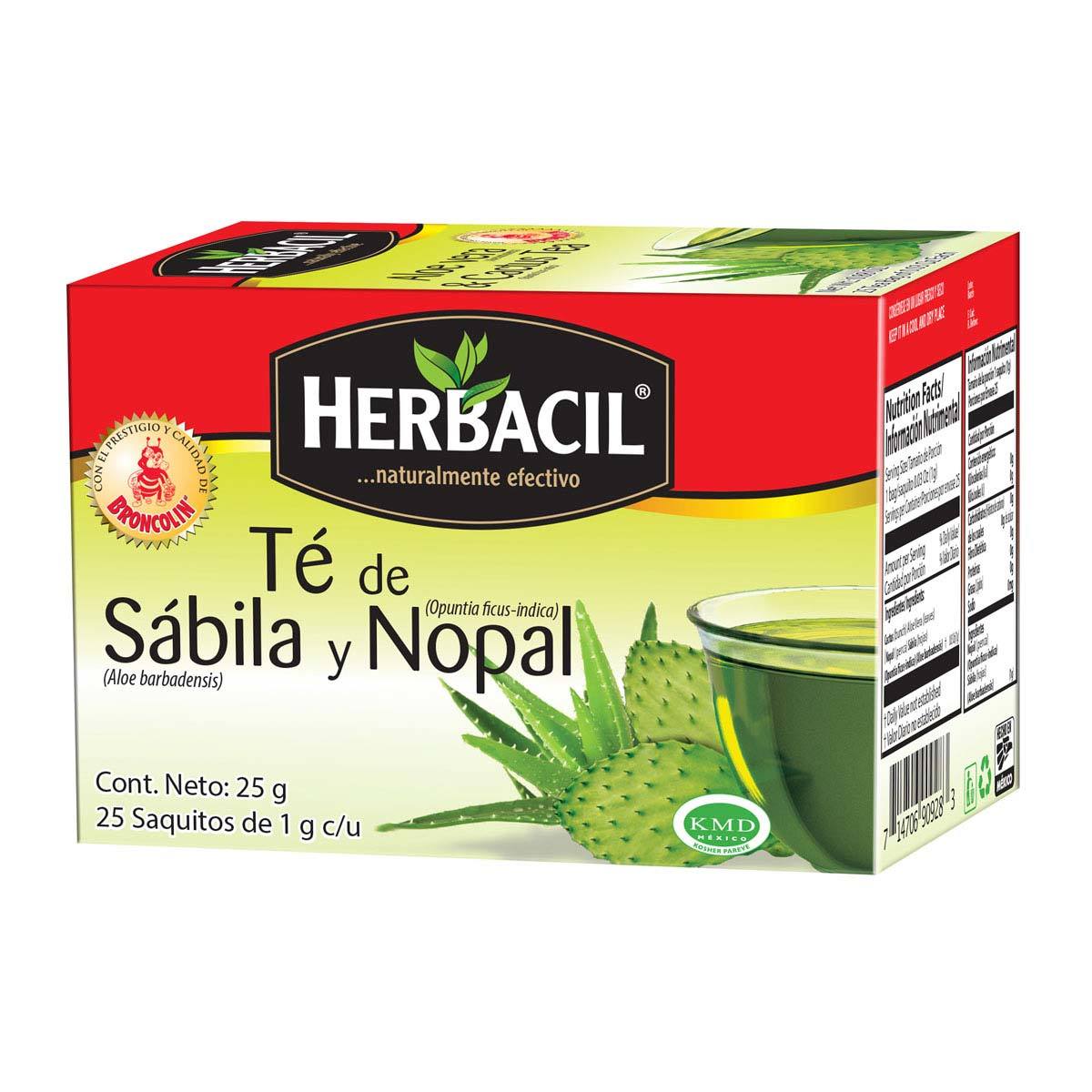 HERBACIL TE DE SABILA Y NOPAL 25 SOB