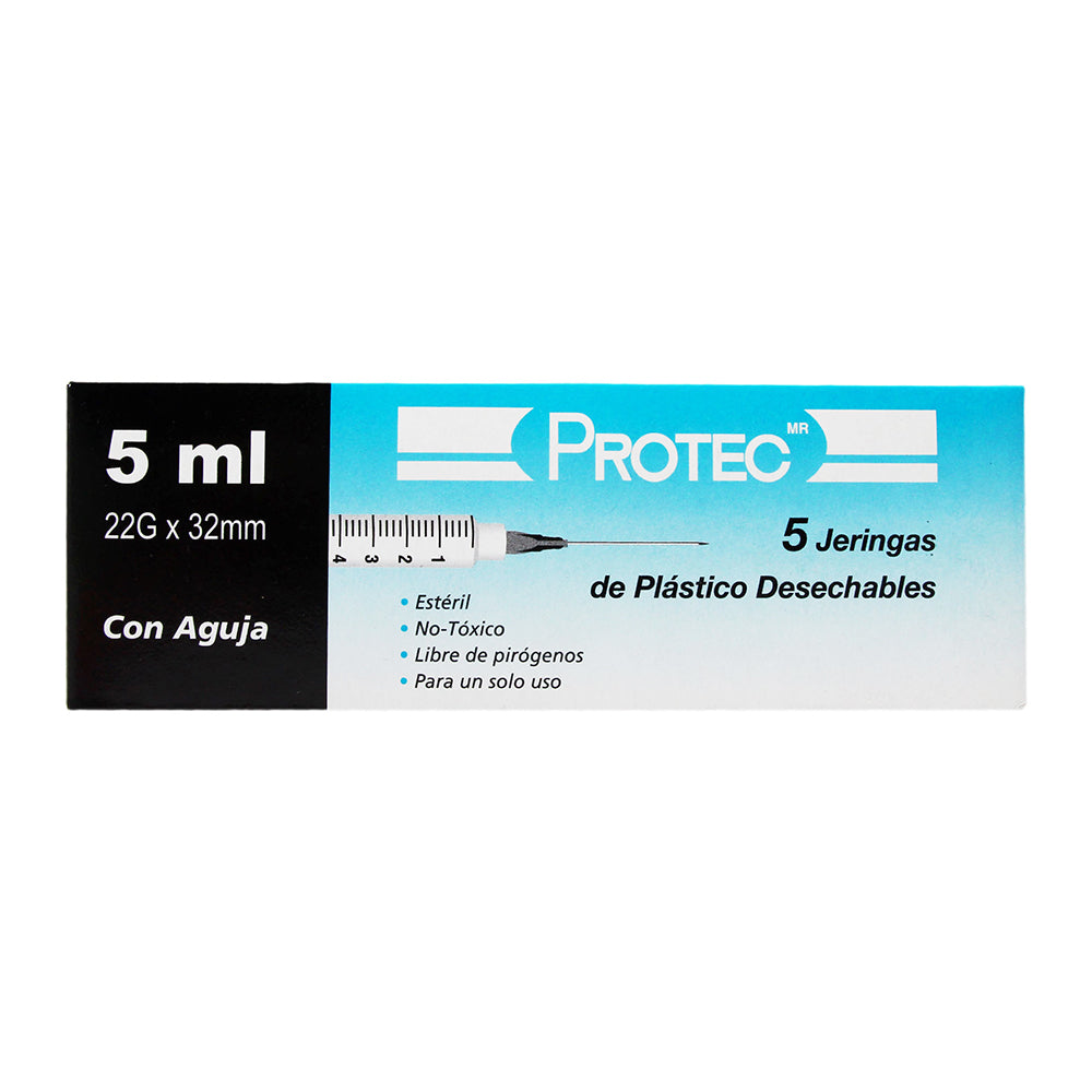 JERINGA PROTEC C/AGUJA 5ML 22GX32MM -  5