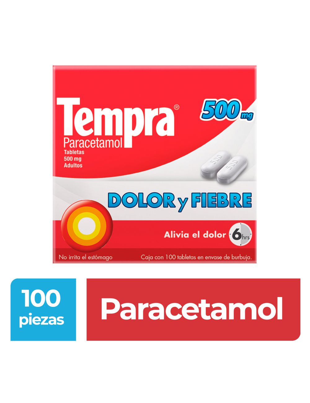 TEMPRA 500 MG 100 CAPLETS B PACK