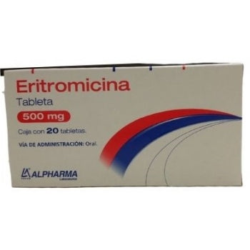ERITROMICINA TAB 500 MG CAJA C20.