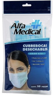 CUBREBOCAS ALFA MED AZUL C/10