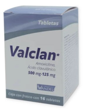 VALCLAN 16 TAB 500/125 MG