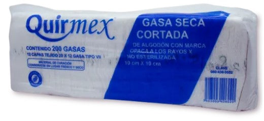 GASA SECA RAYO-X  12 CAPAS 200 GASAS 10C