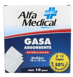 GASA ALFA MEDIC 10X10CM C/10