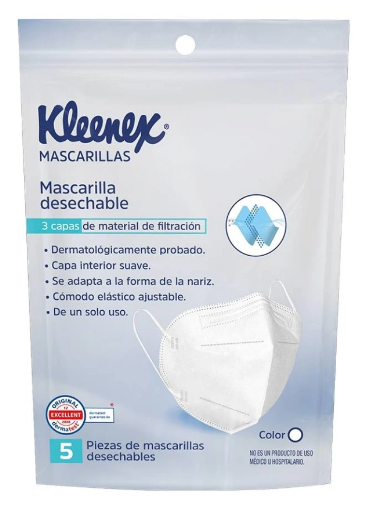MASCARILLA KLEENEX DES 3CAP BCO C/5